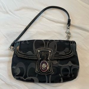 Black signature coach wristlet